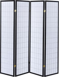 Solid Wood - 70-Inch 4-Panel Room Divider Folding Shoji Screen with White Paper Panels and Grid Design - Living Room & Bedroom