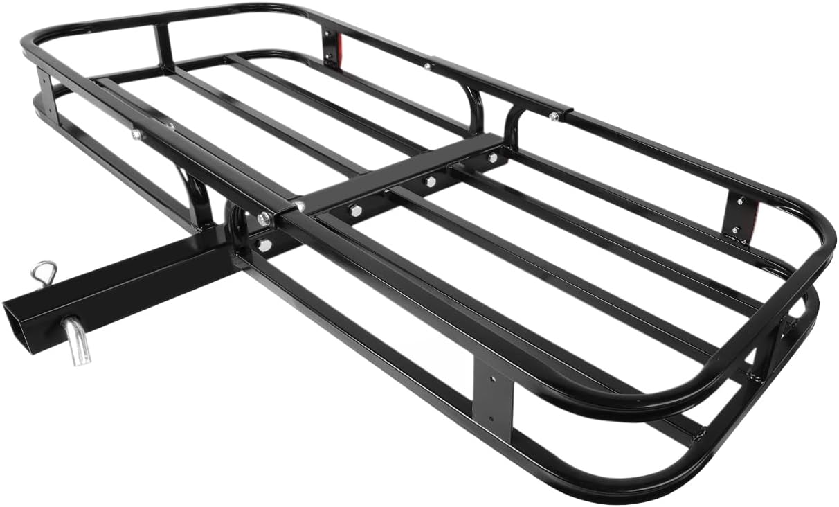 Hitch Cargo Carrier - Trailer Mount Steel With High Side Rails For RV's, Trucks, SUV's, Vans, Cars 2" Receiver 500-lb Load Capacity