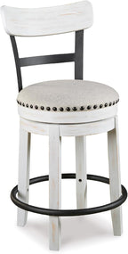 Valebeck Rustic Farmhouse Swivel Bar Stool – 24.5″ Counter Height, 360° Swivel Metal & Wood Frame, Polyester Upholstery
