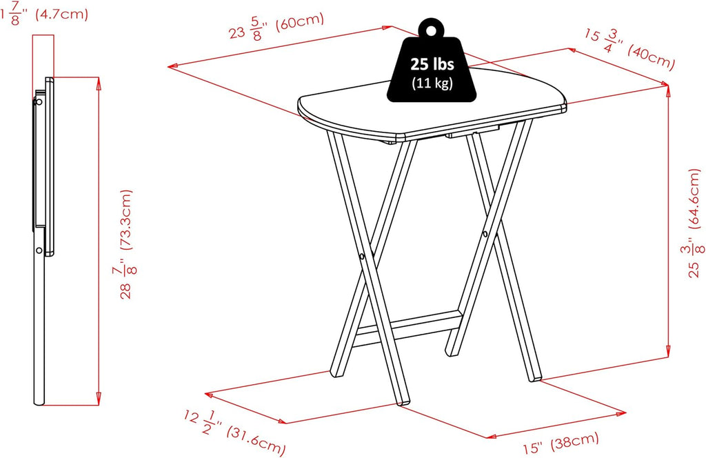 Set of 2 Foldable Snack Tables, Oversized, for Living Room, 25", No Assembly