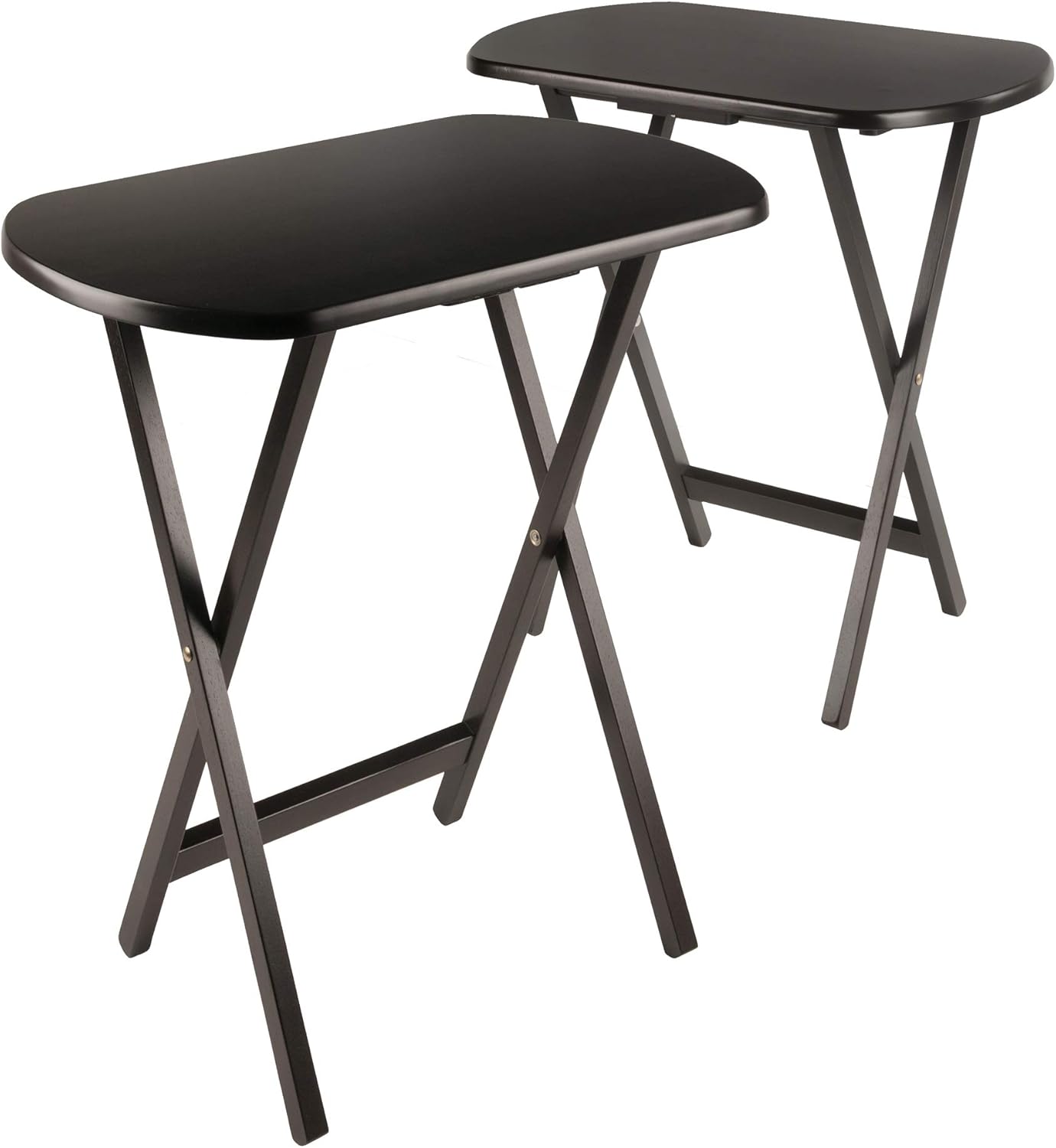 Set of 2 Foldable Snack Tables, Oversized, for Living Room, 25", No Assembly