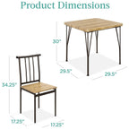 3-Piece Dining Set Modern Dining Table Set, Metal and Wood Square Dining Table w/ 2 Chairs