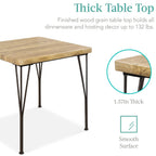 3-Piece Dining Set Modern Dining Table Set, Metal and Wood Square Dining Table w/ 2 Chairs