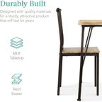 3-Piece Dining Set Modern Dining Table Set, Metal and Wood Square Dining Table w/ 2 Chairs