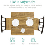 3-Piece Dining Set Modern Dining Table Set, Metal and Wood Square Dining Table w/ 2 Chairs