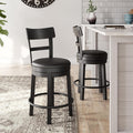 Valebeck Rustic Farmhouse Swivel Bar Stool – 24.5″ Counter Height, 360° Swivel Metal & Wood Frame, Polyester Upholstery