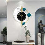 Large Wall Clocks Battery Operated Silent Non-Ticking Modern Clock for Living Room Bedroom Office Kitchen Home Decor Metal Glass Wall Decoration for Indoor House, 19 * 22in