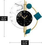 Large Wall Clocks Battery Operated Silent Non-Ticking Modern Clock for Living Room Bedroom Office Kitchen Home Decor Metal Glass Wall Decoration for Indoor House, 19 * 22in