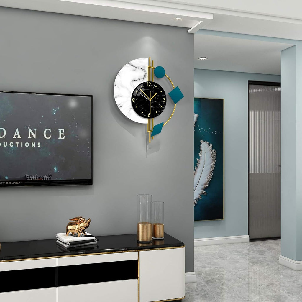Large Wall Clocks Battery Operated Silent Non-Ticking Modern Clock for Living Room Bedroom Office Kitchen Home Decor Metal Glass Wall Decoration for Indoor House, 19 * 22in