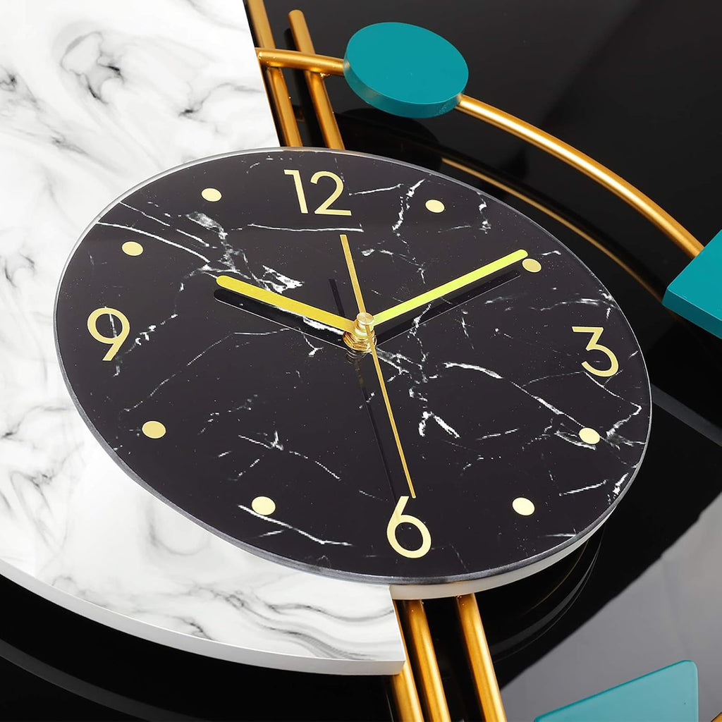 Large Wall Clocks Battery Operated Silent Non-Ticking Modern Clock for Living Room Bedroom Office Kitchen Home Decor Metal Glass Wall Decoration for Indoor House, 19 * 22in