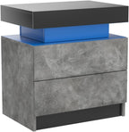 Bedside Table with 2 Drawers, LED Nightstand Wooden Cabinet Unit with LED Lights for Bedroom, End Table Side Table for Bedroom Living Room