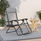 Set of 2 Adjustable Steel Mesh Zero Gravity Lounge Chair Recliners w/Pillows and Cup Holder Trays