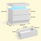 Bedside Table with 2 Drawers, LED Nightstand Wooden Cabinet Unit with LED Lights for Bedroom, End Table Side Table for Bedroom Living Room