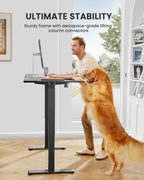 Height Adjustable Electric Standing Desk, 47.2 x 23.6 Inches Sit Stand up Desk, Memory Computer Home Office Desk with Two-Piece Desktop