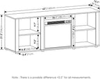 70 Inch TV Stand with Fireplace, Americano