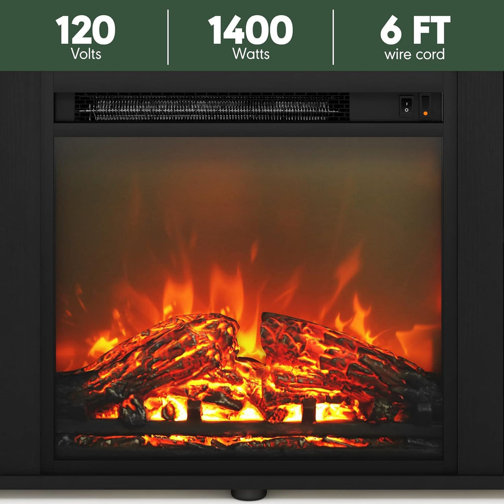 70 Inch TV Stand with Fireplace, Americano