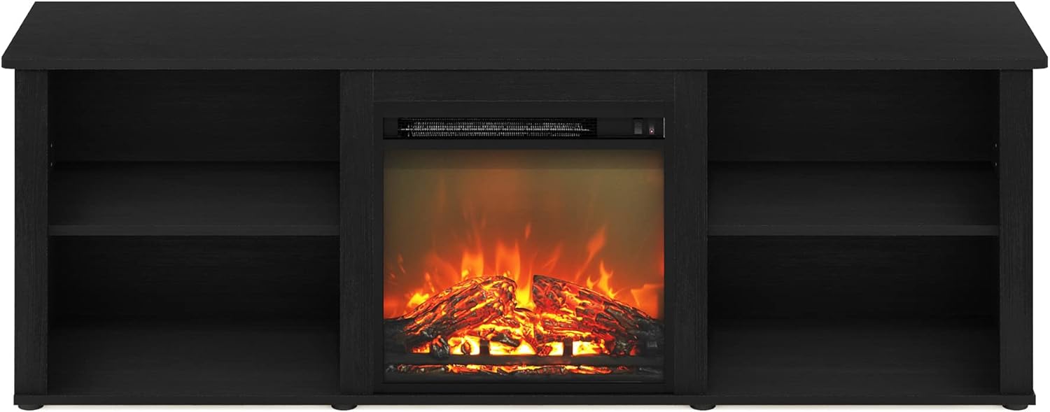 70 Inch TV Stand with Fireplace, Americano