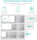 9-Cube Storage Organizer, 11in Shelf Opening, Bookcase, Display Shelf, Customizable w/ 3 Removable Back Panels