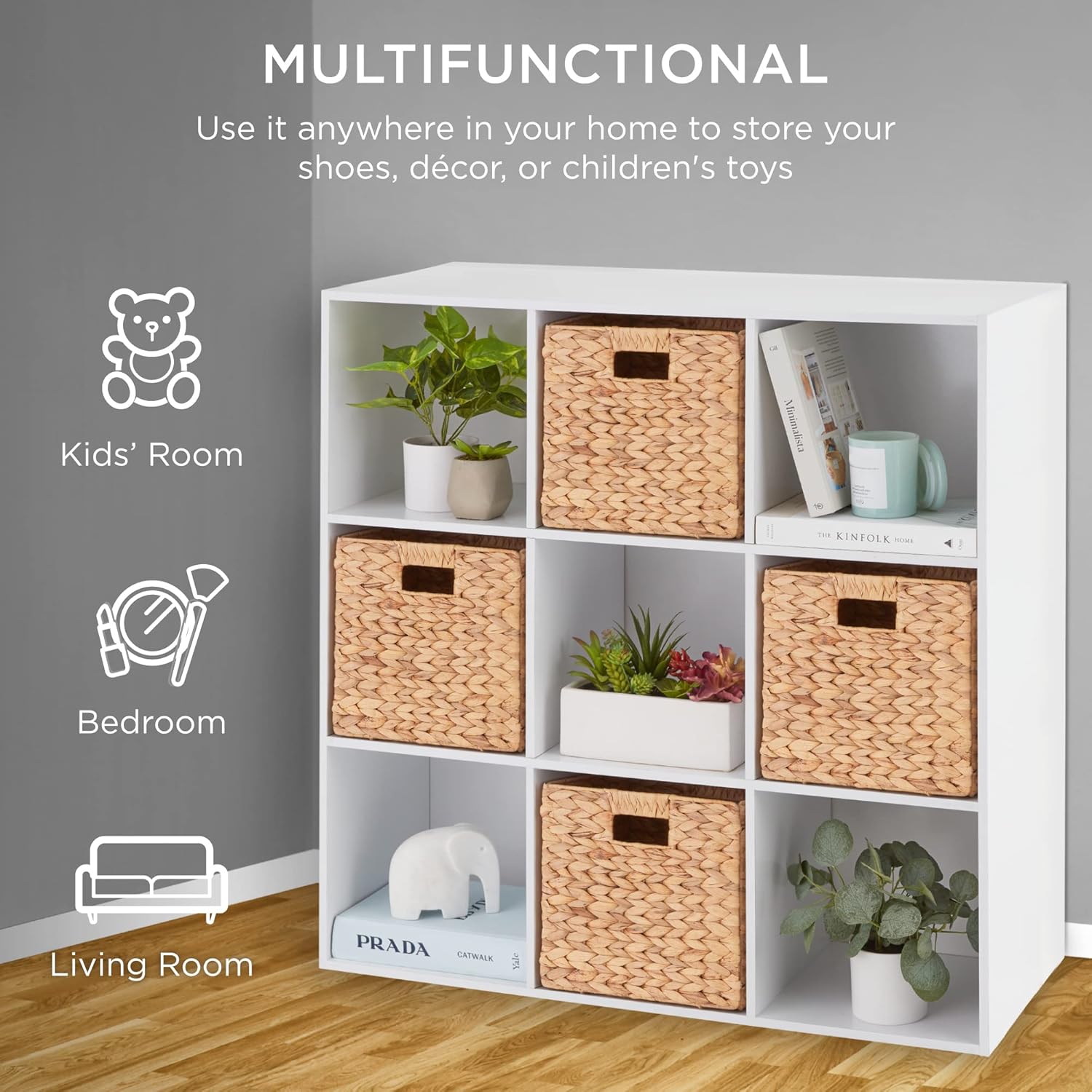 9-Cube Storage Organizer, 11in Shelf Opening, Bookcase, Display Shelf, Customizable w/ 3 Removable Back Panels