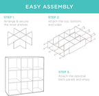 9-Cube Storage Organizer, 11in Shelf Opening, Bookcase, Display Shelf, Customizable w/ 3 Removable Back Panels