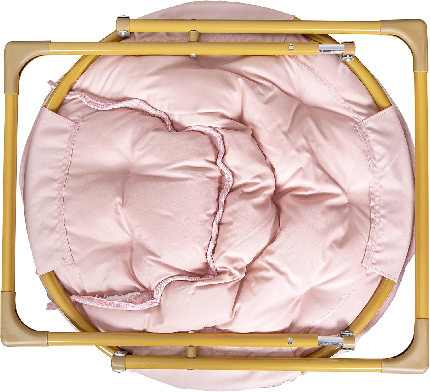 Kids Cozy Mini Folding Saucer Chair - Faux Fur Moon Chair - Soft Gold Metal Frame - 23" Portable Folding Chair For Living Room or Bedroom