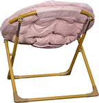 Kids Cozy Mini Folding Saucer Chair - Faux Fur Moon Chair - Soft Gold Metal Frame - 23" Portable Folding Chair For Living Room or Bedroom