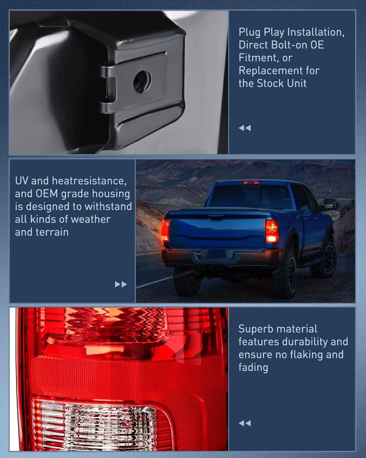 Dodge Ram 1500 2500 3500 Classic Rear Lamp OE Style w/Bulbs Driver and Passenger Side 2009 - 2021