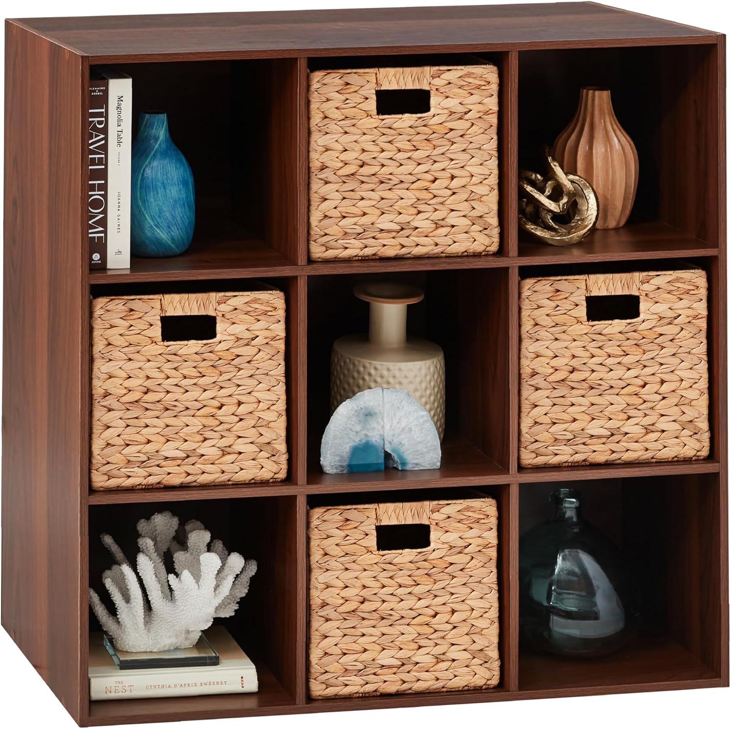 9-Cube Storage Organizer, 11in Shelf Opening, Bookcase, Display Shelf, Customizable w/ 3 Removable Back Panels