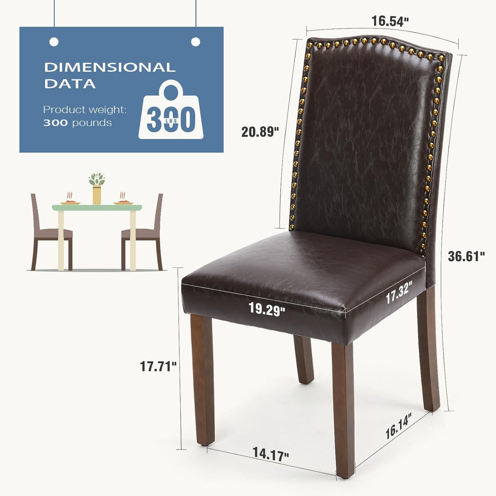 Dining Chairs Set of 6, Moden PU Leather Kitchen Table Chairs with Wooden Legs and Padded Seat for Dining Room/Kitchen