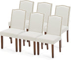 Dining Chairs Set of 6, Moden PU Leather Kitchen Table Chairs with Wooden Legs and Padded Seat for Dining Room/Kitchen