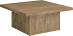 Square Coffee Table with Plinth Base, Geometric Design and Transitional Style