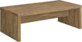 Wooden Coffee Table w/ Side Panels & Center Brace, Mango Wood - Modern Rectangular Living Room and Bedroom Furniture for House and Apartment