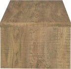 Wooden Coffee Table w/ Side Panels & Center Brace, Mango Wood - Modern Rectangular Living Room and Bedroom Furniture for House and Apartment