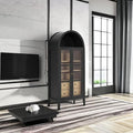 Modern Farmhouse 71 Inch Tall Arched Storage Display Cabinet in Black Oak