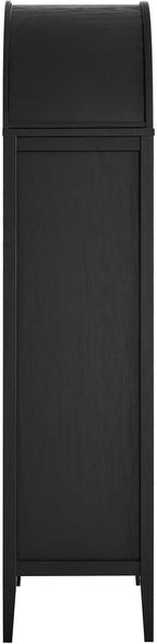 Modern Farmhouse 71 Inch Tall Arched Storage Display Cabinet in Black Oak