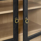 Modern Farmhouse 71 Inch Tall Arched Storage Display Cabinet in Black Oak