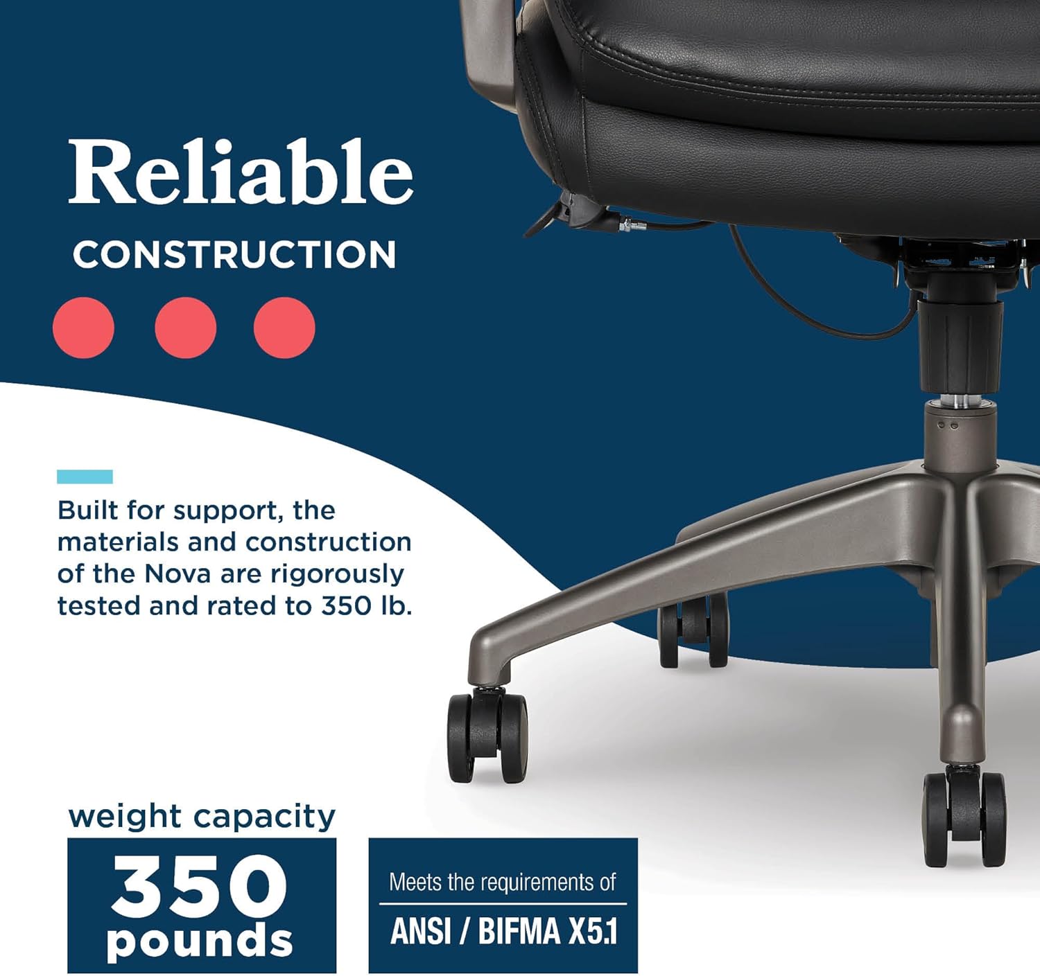 La-Z-Boy Nova Executive Office Chair - Ergonomic High Back Desk Chair with AIR Lumbar Support - Comfortable Computer Chair for Home Office - Vegan Leather - Black