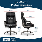 La-Z-Boy Nova Executive Office Chair - Ergonomic High Back Desk Chair with AIR Lumbar Support - Comfortable Computer Chair for Home Office - Vegan Leather - Black