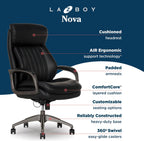 La-Z-Boy Nova Executive Office Chair - Ergonomic High Back Desk Chair with AIR Lumbar Support - Comfortable Computer Chair for Home Office - Vegan Leather - Black