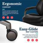 La-Z-Boy Nova Executive Office Chair - Ergonomic High Back Desk Chair with AIR Lumbar Support - Comfortable Computer Chair for Home Office - Vegan Leather - Black