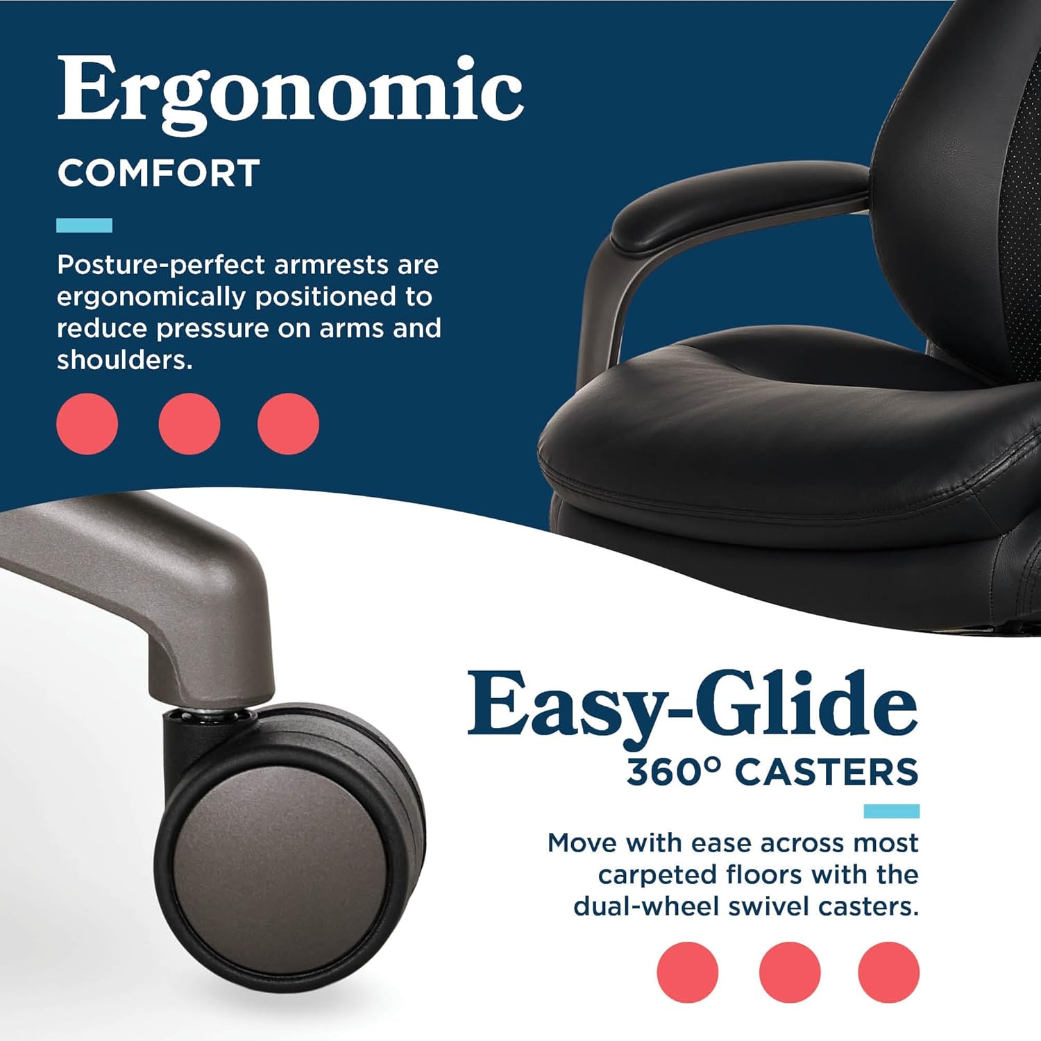 La-Z-Boy Nova Executive Office Chair - Ergonomic High Back Desk Chair with AIR Lumbar Support - Comfortable Computer Chair for Home Office - Vegan Leather - Black