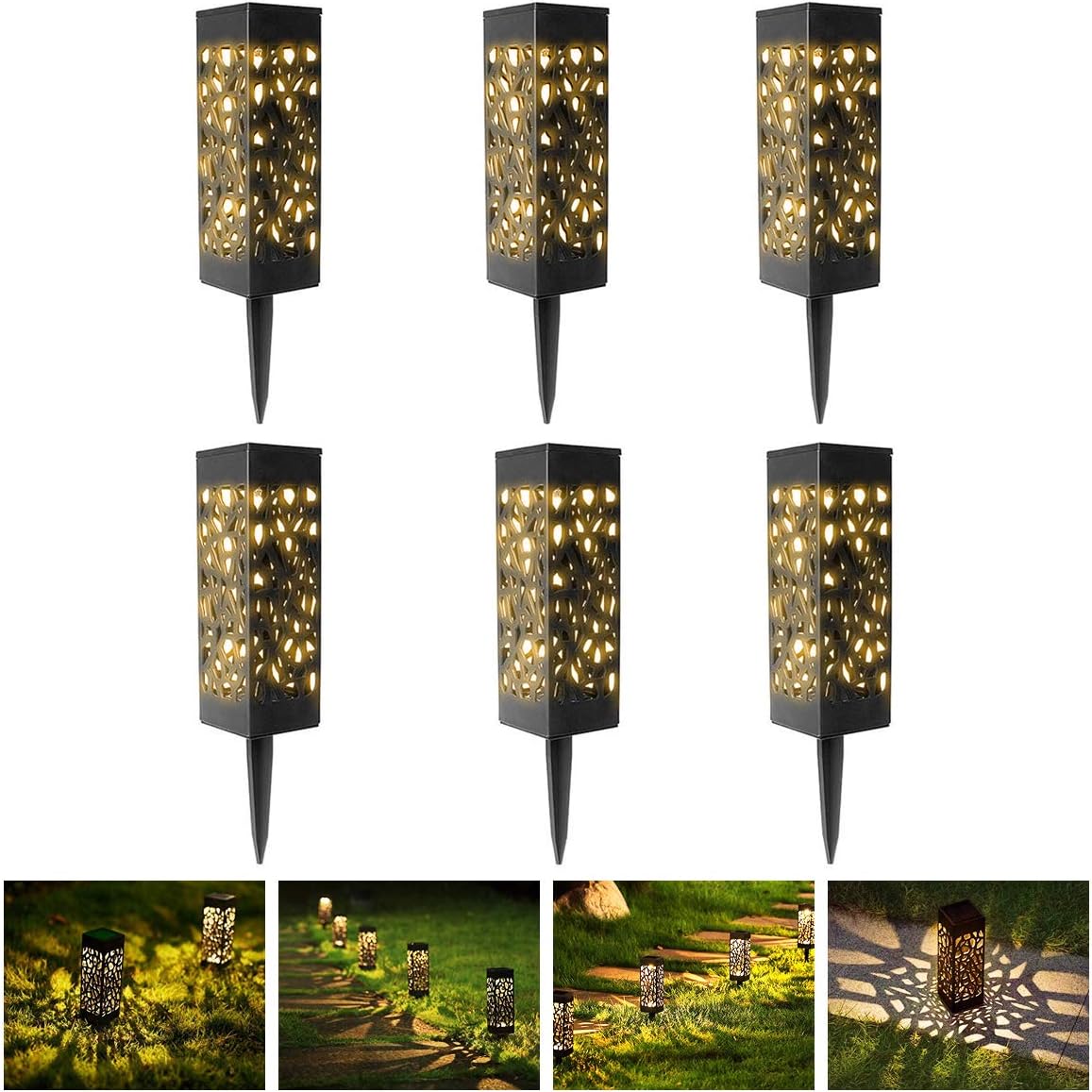 Solar Lights Led Torches Lights Outdoor Solar Spotlights for Patio Yard Garden Decor Driveway Waterproof Set of 6