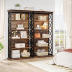 6-Tier Bookcase, 71 Inches Industrial Bookshelves and Bookcases, Floor Standing 5 Shelf Display Storage Shelves Tall Bookcase for Home Office, Living Room, Bed Room, Brown and Black