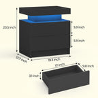 Bedside Table with 2 Drawers, LED Nightstand Wooden Cabinet Unit with LED Lights for Bedroom, End Table Side Table for Bedroom Living Room