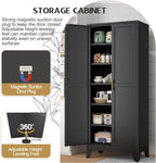 75.2" Tall Storage Cabinet, Pantry Storage Cabinets with 2 Door and 5 Adjustable Shelves, Black Kitchen Food Cabinet, Metal Utility Cabinets for Kitchen, Dinning Room, Laundry Room