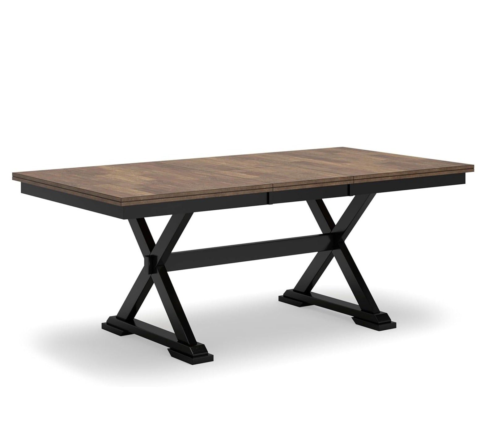 Wildenauer Farmhouse Dining Extension Table with Self-Storing Butterfly Leaf for 6-8 People, Black & Dark Brown