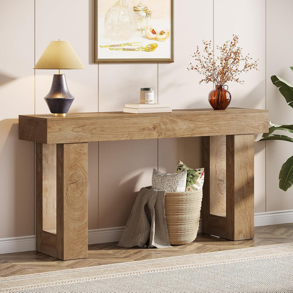 Console Table 63 Inch Wooden Rectangular Sofa Table Behind The Couch Entryway Table