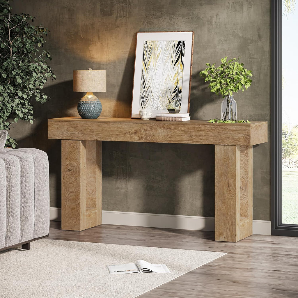 Console Table 63 Inch Wooden Rectangular Sofa Table Behind The Couch Entryway Table