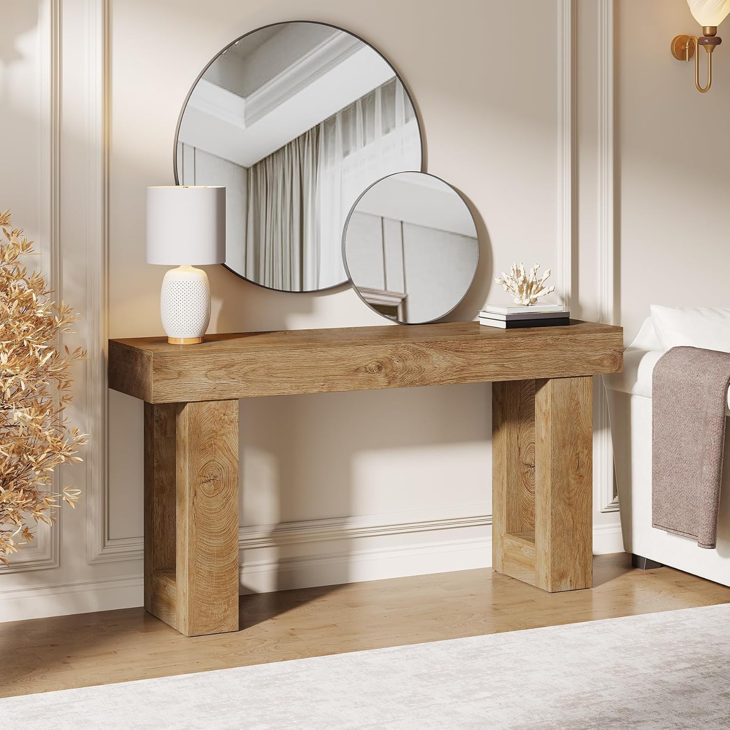 Console Table 63 Inch Wooden Rectangular Sofa Table Behind The Couch Entryway Table