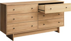 6-Drawer Dresser in Natural Oak, Dresser for Bedroom, Extra-Wide Chest of Drawers with Storage